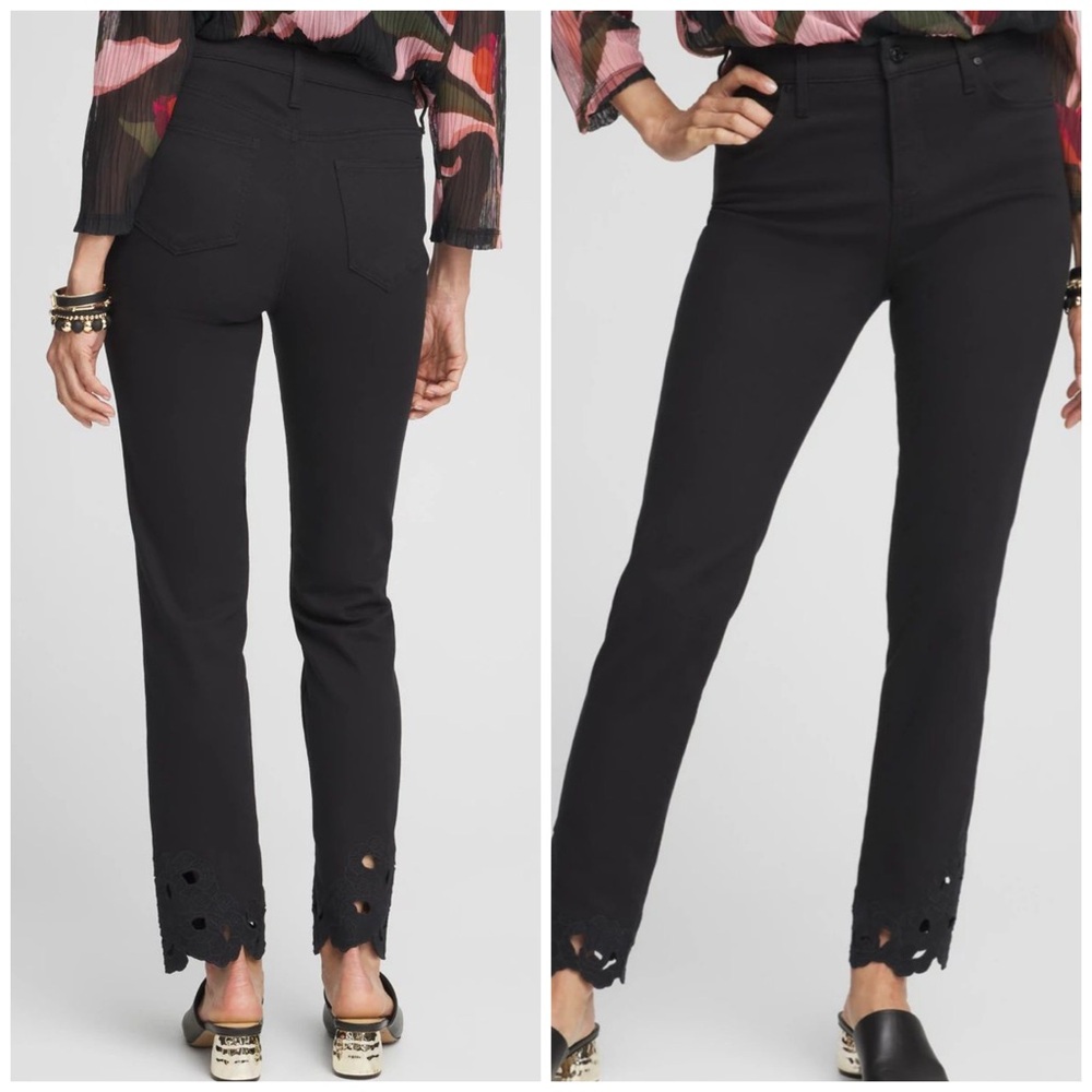 Chico’s Girlfriend Floral Cutout Slim Leg Ankle Jeans